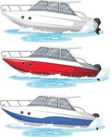 Conjunto de diferentes tipos de barcos y barcos aislados. vector