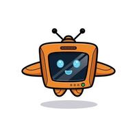 Cute robot floating, television character version vector