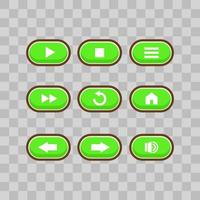 interfaz de usuario del juego con pantalla de selección de nivel, que incluye estrellas, flechas, teclas maestras y botón de inicio, y elementos para crear videojuegos rpg medievales, ilustración vectorial vector