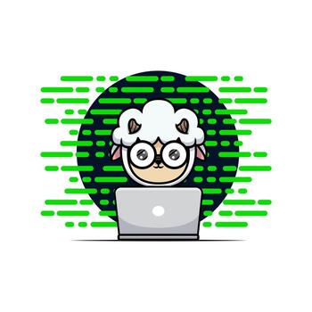 diseño de lindo hacker de ovejas vector