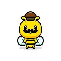 Design of cute adult honey bee. animal mascot character vector