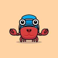 Cute crab character with pail vector