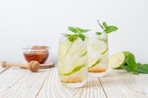 iced honey and lime soda with mint photo