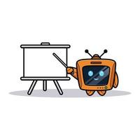 Cute robot with presentation board, television character version vector