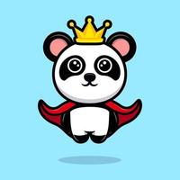 Cute panda king cartoon mascot vector