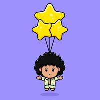 cute afro boy mascot cartoon icon. kawaii mascot character illustration for sticker, poster, animation, children book, or other digital and print product vector