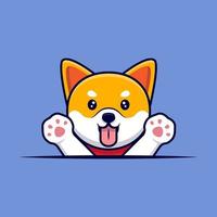 lindo perro shiba inu agitando patas dibujos animados icono ilustración vector