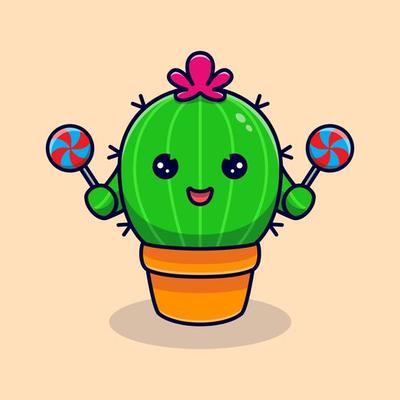 Premium Vector, Cute cactus holding a blank text board