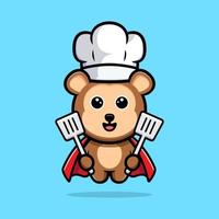 Cute super monkey chef cartoon mascot vector