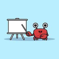 Cute crab character do a presentation vector