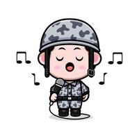 cute army mascot cartoon icon. kawaii mascot character illustration for sticker, poster, animation, children book, or other digital and print product vector