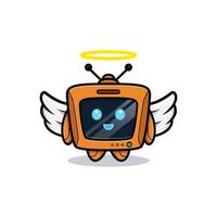 Cute robot with wing, television character version vector