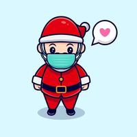 Cute Santa Claus Wearing A Mask Cartoon Vector Icon Illustration. Flat Cartoon Style