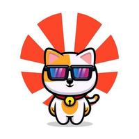 Cute cat wearng cool glasses cartoon mascot vector