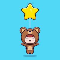 design of cute girl wearing bear costume. animal costume character cartoon illustration for sticker, poster, animation, children book, or other digital and print product vector