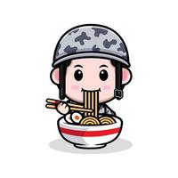 cute army mascot cartoon icon. kawaii mascot character illustration for sticker, poster, animation, children book, or other digital and print product vector