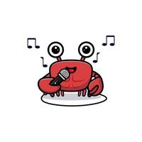 lindo personaje de cangrejo feliz de cantar vector