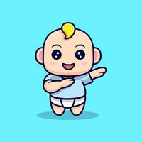 Cute Baby Dabbing And Smiling. Flat Icon Character Illustration vector