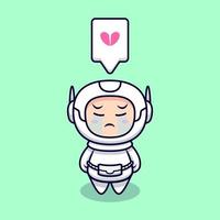 Cute Astronaut Crying Cartoon Vector Icon Illustration. Flat Cartoon Style