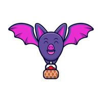 lindo icono de dibujos animados de la mascota del murciélago. Ilustración de personaje de mascota kawaii para pegatina, póster, animación, libro para niños u otro producto digital e impreso vector