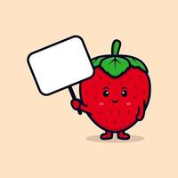 cute strawberry character cartoon mascot.kawaii mascot character illustration for sticker, poster, animation, children book, or other digital and print product vector