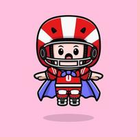 Linda ilustración de personaje de mascota kawaii de jugador de fútbol americano para pegatina, póster, animación, libro para niños u otro producto digital e impreso vector
