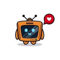 Cute robot with happy feeling, television character version vector