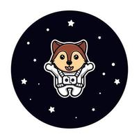 Cute squirrel floating on space swinging on tree mascot character. Animal icon illustration vector