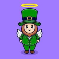 Cute Leprechaun Have Wing Cartoon Character  For Saint Patrick's  Day vector