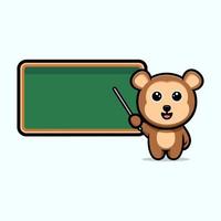 Cute monkey teacher with blank chalkboard cartoon mascot vector