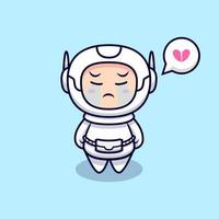 Ilustración de icono de vector de dibujos animados lindo astronauta llorando. estilo de dibujos animados plana