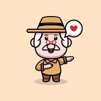 cute grandfather mascot cartoon icon. kawaii mascot character illustration for sticker, poster, animation, children book, or other digital and print product vector