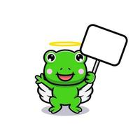 Design of cute frog with white blank text board vector