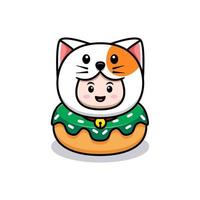 design of cute boy wearing cat costume. animal costume character cartoon illustration for sticker, poster, animation, children book, or other digital and print product vector