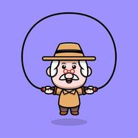 cute grandfather mascot cartoon icon. kawaii mascot character illustration for sticker, poster, animation, children book, or other digital and print product vector