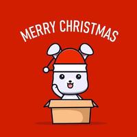 cute mascot character celebrate Christmas greeting card illustration vector