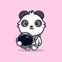 Lindo icono de dibujos animados de mascota panda. Ilustración de personaje de mascota kawaii para pegatina, póster, animación, libro para niños u otro producto digital e impreso vector