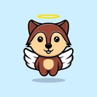 Cute squirrel angel with wings mascot character. Animal icon illustration vector