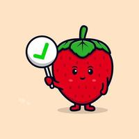 cute strawberry character cartoon mascot.kawaii mascot character illustration for sticker, poster, animation, children book, or other digital and print product vector