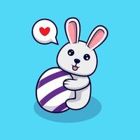 Cute bunny hug decorative eggs for easter day design icon illustration vector