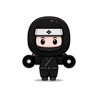 Cute ninja mascot cartoon icon. kawaii mascot character illustration for sticker, poster, animation, children book, or other digital and print product vector