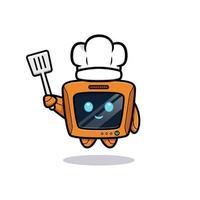 Cute robot chef, television character version vector