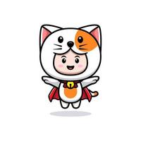 design of cute boy wearing cat costume. animal costume character cartoon illustration for sticker, poster, animation, children book, or other digital and print product vector