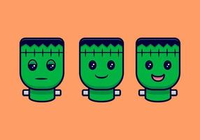 Design of frankenstein Head With Different expression Cartoon Icon Illustration vector