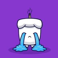 design of cute candle crying mascot illustration vector