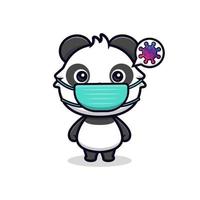 Lindo icono de dibujos animados de mascota panda. Ilustración de personaje de mascota kawaii para pegatina, póster, animación, libro para niños u otro producto digital e impreso vector