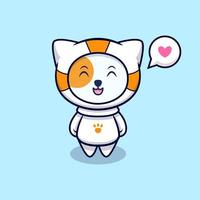 Cute Cat Love to be Astronaut Cartoon Vector Icon Illustration. Flat Cartoon Style