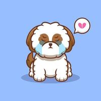 Cute Shih-tzu Puppy Crying Cartoon Icon Illustration vector