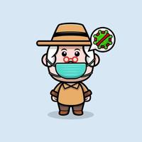 cute grandfather mascot cartoon icon. kawaii mascot character illustration for sticker, poster, animation, children book, or other digital and print product vector