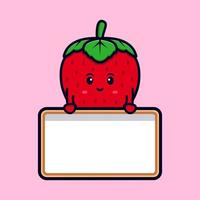 cute strawberry character cartoon mascot.kawaii mascot character illustration for sticker, poster, animation, children book, or other digital and print product vector